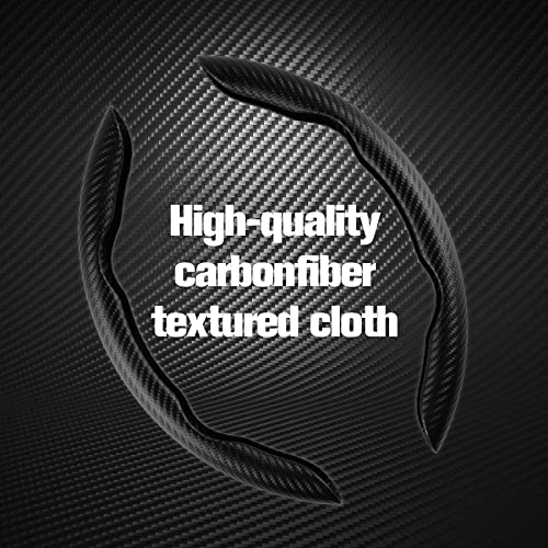 Image of Amiss 2pcs Carbon Fiber Anti-Skid Steering Wheel Cover, Waterproof & Segmented Butterfly Design, Universal 99% Vehicle Wheel Cover Protector, Car Interior Accessories (Black-2pcs)