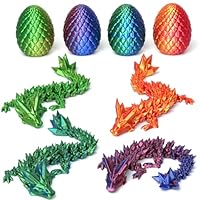 3D-bedrukte draak ei met draak, beweegbare draak, 3D-bedrukte verrassingsdraak in ei, Pasen, geschenken, kinderen, bureauspeelgoed, draak, ornament voor thuis, woonkamer, kinderen (groen