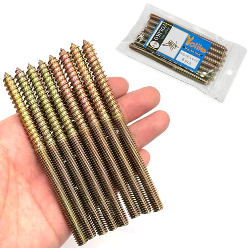 Image of 8 Pack 5 /16-18x 4-1 /2 Inch Hanger Bolts 5 /16-18 inch Double Headed Bolts 5 /16 Wood Dowel Screw Self-Tapping Screw Hanger Bolts for Furniture Screws Double Screw Threaded Rods Bolt 114.3mm Length