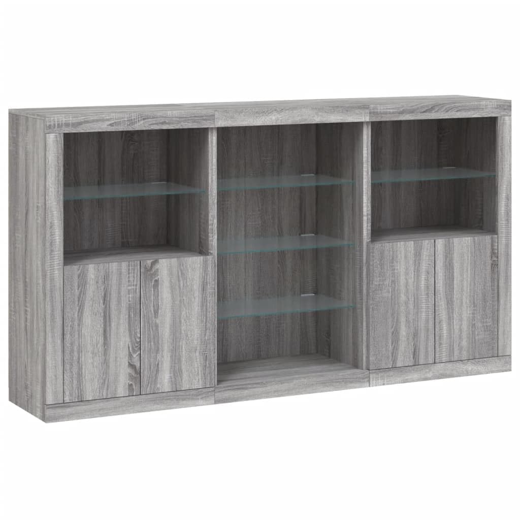 ShGaxin Kredens z lampami szary Sonoma 181,5 x 37 x 100 cm, komoda do sypialni, komody i kredensy, szafka do salonu, komody do korytarza, meble pokojowe - 3209182