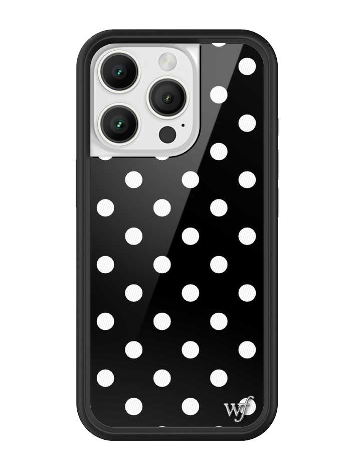 Image of Wildflower Cases - iPhone 16 Pro Compatible - Polka Dot - Black and White | Impact-Certified 6.5 ft Drop Protection Case, Raised Protective Bumper, Cute Aesthetic Design, Women-Owned Small Business