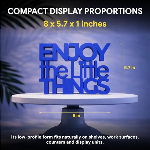 Image of Mad Masters Enjoy The Little Things Spiritual Desk Decor - Aesthetic Table, Shelf & Wall Showpiece for Home Office, Business. Vastu Friendly Gifting, Royal Blue (20.3 x 14.5 x 2.5 cm)