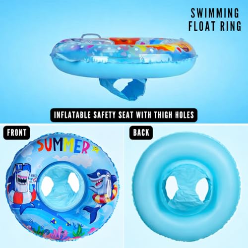 Image of Inflatable Kiddie Float | Water Baby Floater for Kids| Safe Anti-flip Diaper Style Swim Tube Rider| Swim Pool Tube for Toddlers|Multicolor Cute Swimming Pool Safety Seat (ROUND FLOAT BLUE)