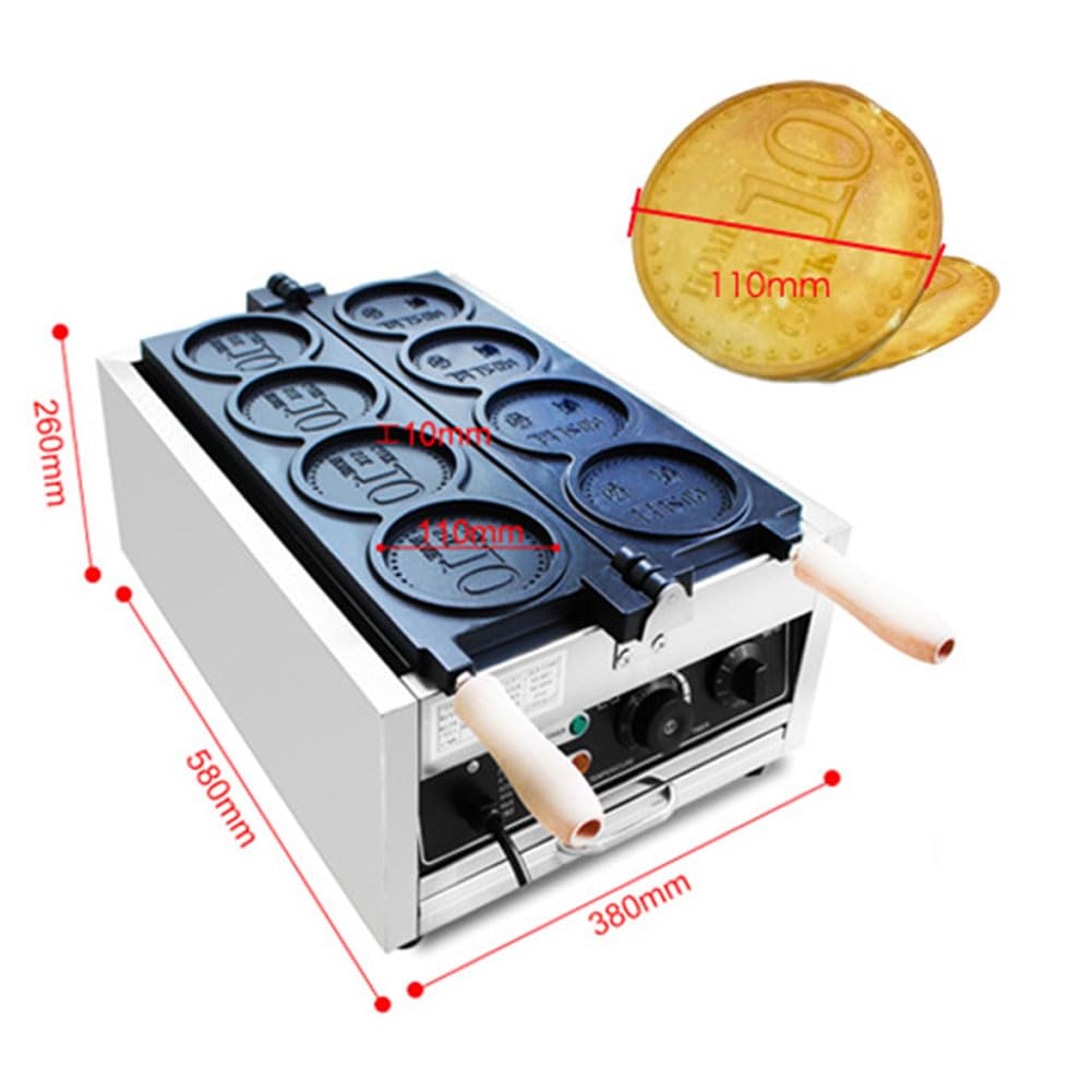 Máquina Comercial para Hacer gofres con Forma de Moneda de Oro, 3000 W, eléctrica, 4 Rejillas, con Control de Tiempo y Temperatura, máquina para Hacer Pasteles para Fiest