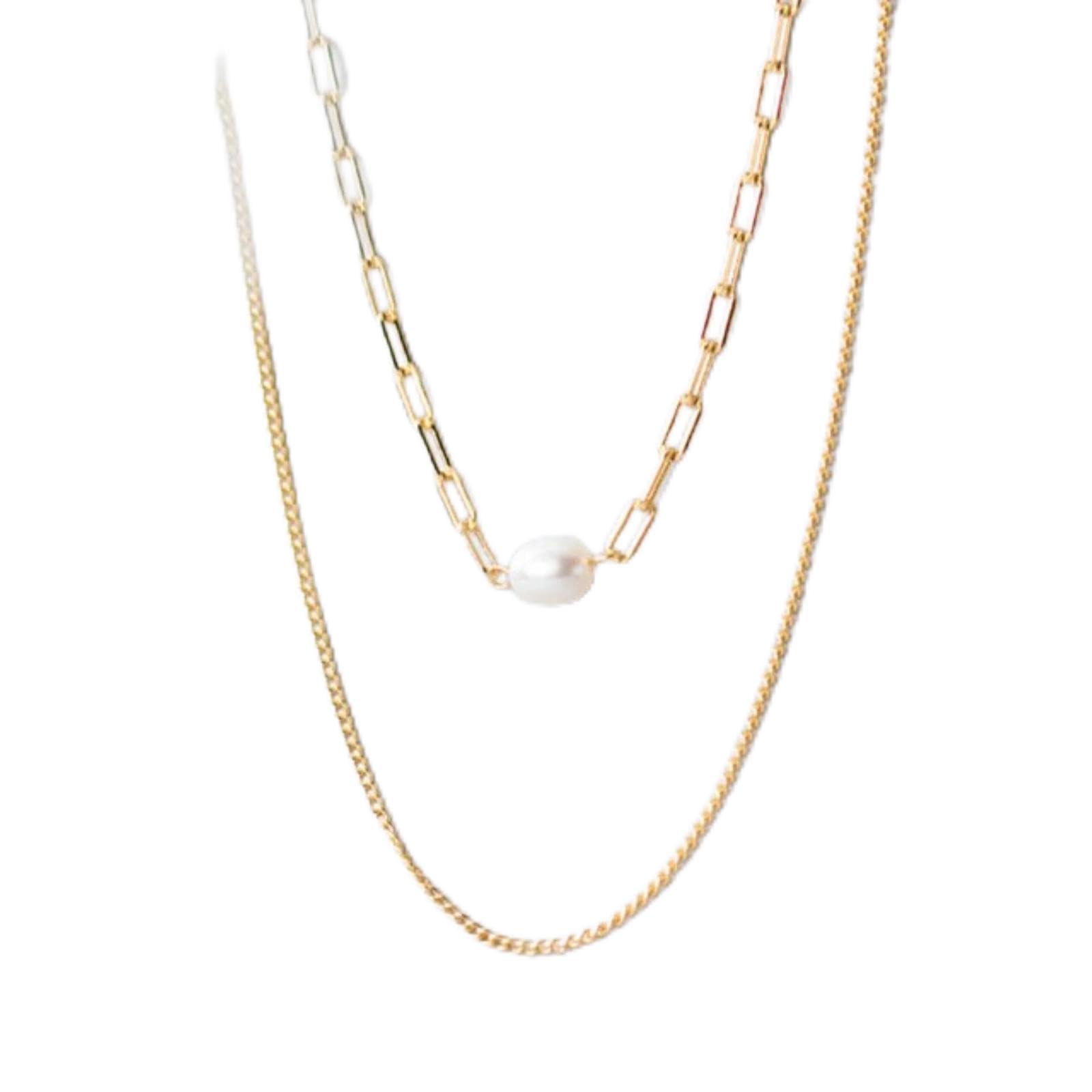 Gargantilla De Perlas De Agua Dulce De Doble Cadena De Plata De Ley 925 Auténtica Para Mujer, Joyería Para Fiesta De Boda S925
