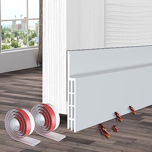 Image of Door Draft Stopper Under Door Sweep - Ohuhu 2 Pack 37"L x 1-4/5"W Door Draft Blocker Weather Stripping for Exterior Interior Doors - Door Seal Gap Filler Bottom Dust Noise Insulation Draft Guard,White