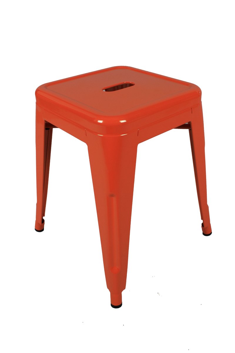 Marais French Industrial Style Backless Stool In Orange