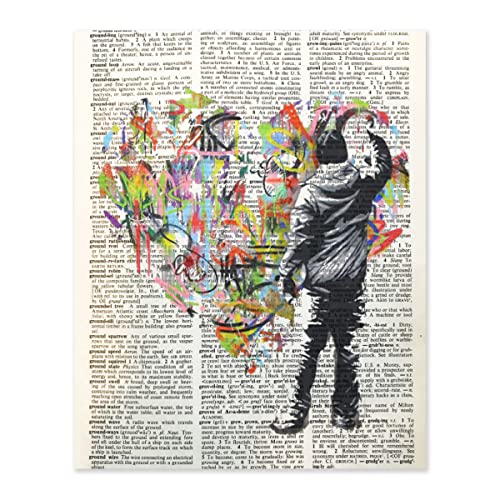 Hzong 数字油絵 バンクシー Banksy ハート 英字 DIY絵 キャンバス油絵 数字キットによる絵画 数字塗り絵 手塗り デジタル油絵 手芸 キット ホーム オフィス装飾 子供 大人 初心者 芸術品 贈り物 40×50cm フレームレス