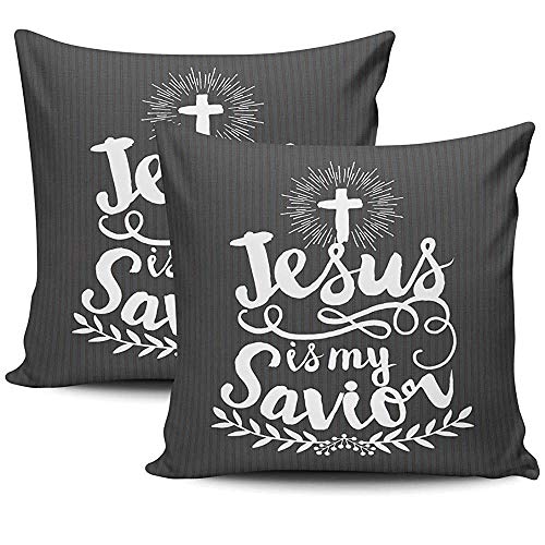 N/A Funda de Almohada para el hogar La Biblia Jesús es mi Salvador y Cruz Fundas de cojín Cojín Decorativo Funda de Almohada Cuadrado