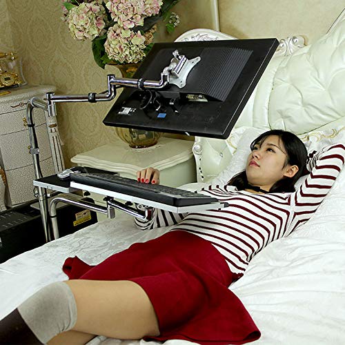 Amhuui Mobiel bureaucomputer werkstation met muisbord, mobiel verstelbare hoogte opstaan werkstation, verstelbare monitorbeugel, kan worden gebruikt als werkstation liggend op het bed voor thuis