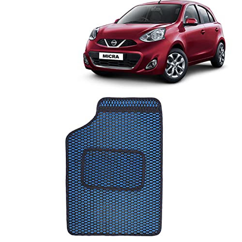 Image of Kingsway Dotted Design Car Floor Foot Mats Universal Fit for Nissan Micra, Model Year : 2010 Onwards, Water and Dustproof, Color Blue, Set of 5 Pieces