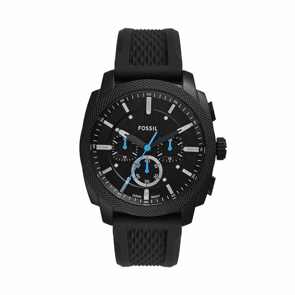 Fossil New Machine Watch for Men, 44mm Quartz Chronograph Movement with Stainless Steel or Leather Strap,Matt Black