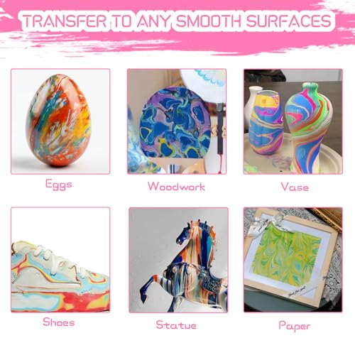 CRESZZLE Marmorierfarbe Set für Kinder, DIY set kinder, Wassermarmorierungsfarbe für Kunstprojekte, Malset für Kinder, Geschenk für Mädchen und Jungen, Fördert Fantasie und Kreativität