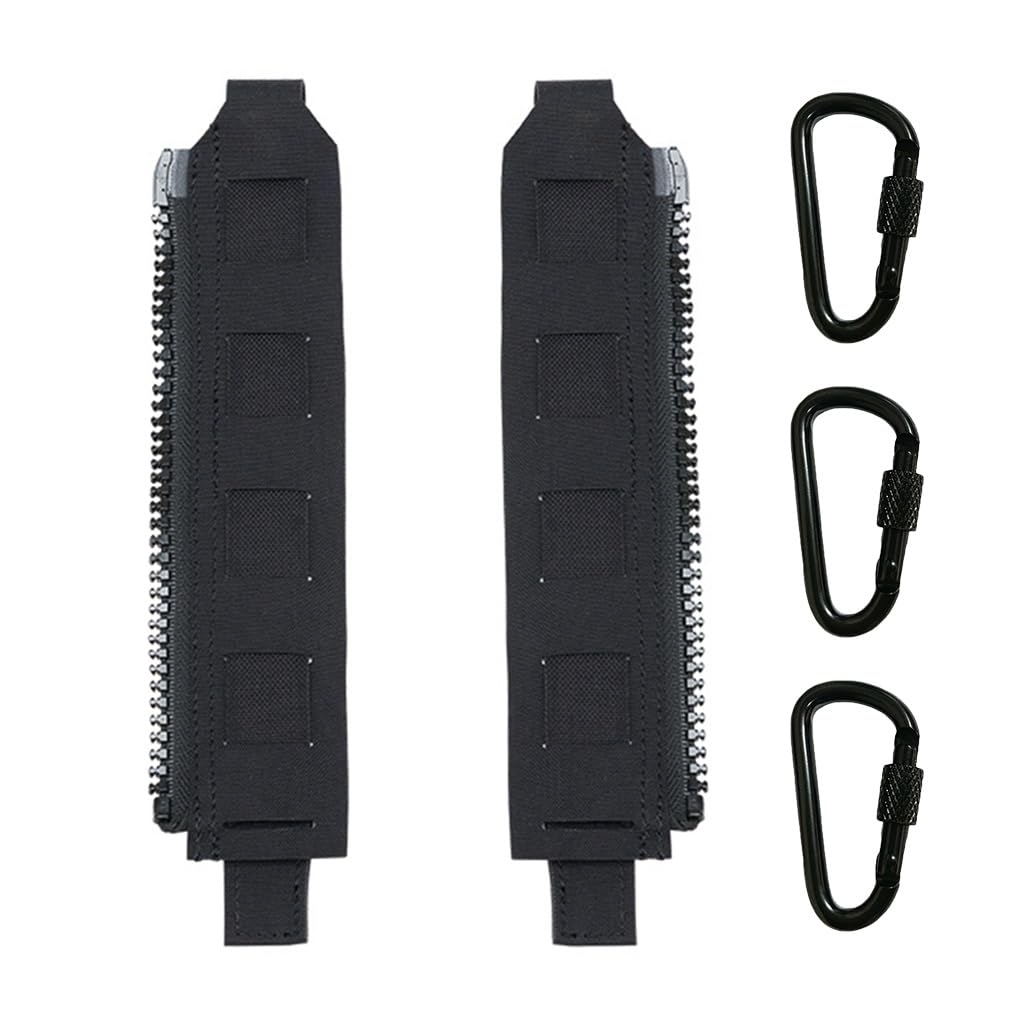 WLXW Tactical Back Panel MOLLE Zipper Kit Molle Zipper Strap Adapter With Expand Loading For Sports Tactical Vest CPC JPC(BLACK)