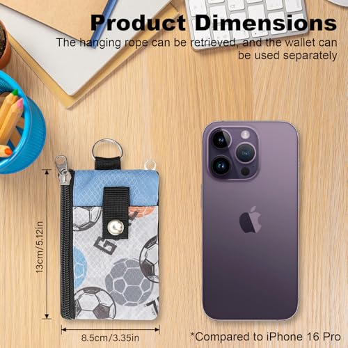 Image of Minimalist RFID Wallet with Lanyard, Multi-functional ID Case with 2 Zipper Pockets and Key Chain for Men and Women, Tactical Badge Pouch Cards Holder, Coin Purse for Travel Sports - Two-Tone