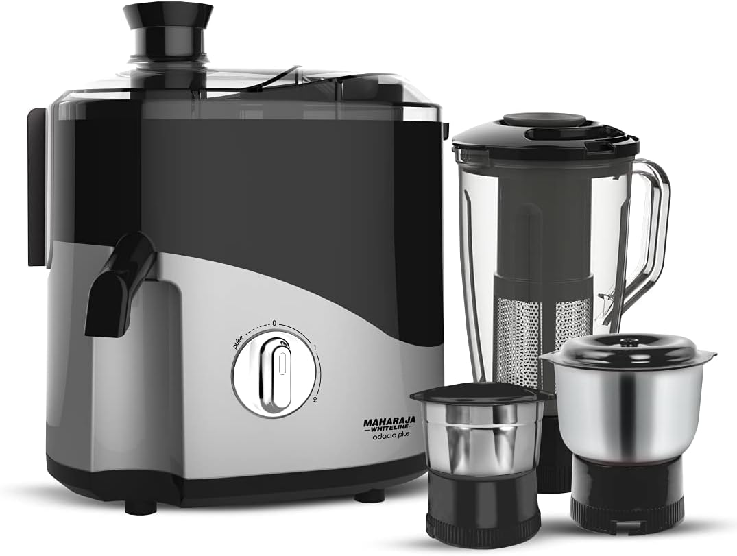 Plastic Odacio Plus 550 Watts Juicer Mixer Grinder With 3 Versatile Jars | Food Grade Safe | 2 Year Warranty (Black & Silver)