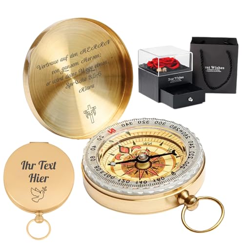 Kompass Personalisierter Compass Kompasses mit Gravur Textname Kompass Outdoor geben Jungen Mann Seine Kommunion Taufe Religiöses Geschenk