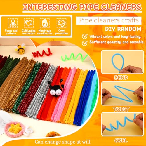 Image of Mnuizu 200 Pcs Pipe Cleaners, Glitter Pipe Cleaners Craft Supplies for DIY