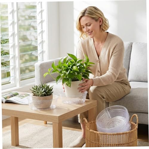 Jorzer 5-Pack Pot Liners for Plants, 7 Inch Planter Liner Insert Indoor and Outdoor Use, Protective Plant Saucer for Hanging Baskets and Pots.