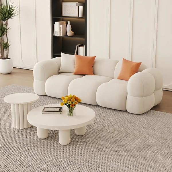 Image of A to Z Furniture Classic Chesterfield Sofa Set Luxury Chesterfield Sofa in for Home Living Room & Office (Off White 3+1+1)