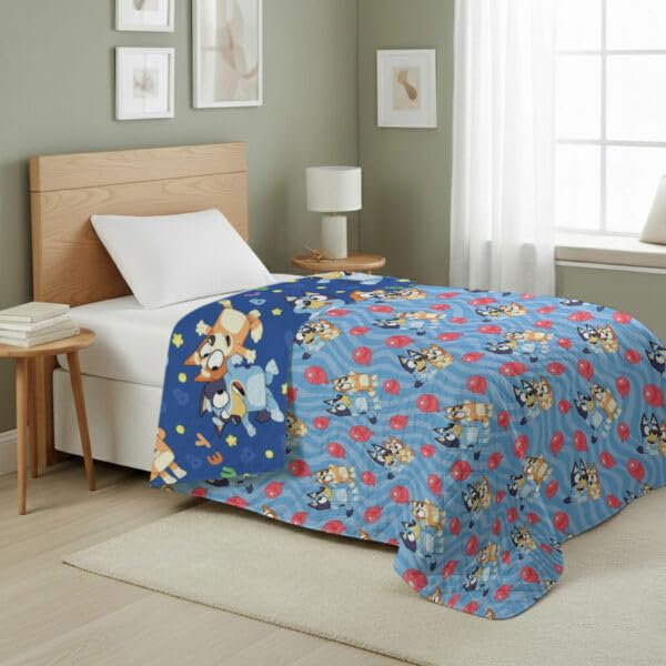 Image of Northwest Bluey Goofing Around Quilted Throw Blanket - Official Cartoon Throw Blanket Featuring Bluey, for Adults Boys Girls Bed, Couch, or Playroom, 60 x 80 Inches