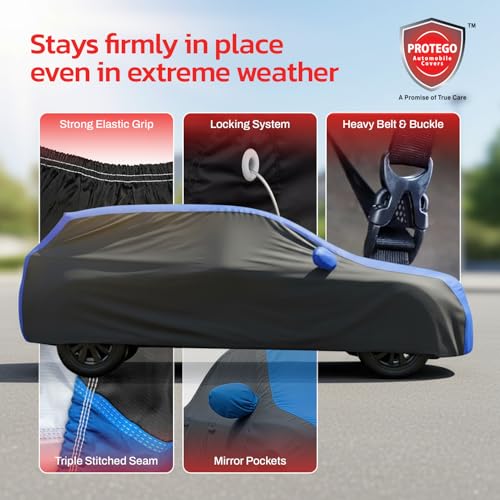 Image of PROTEGO Prime Series India's 1st Anti-Tear Car Cover for Skoda Octavia | Heavy-Duty, Custom Fit, All Weather Protection | 100% Waterproof, Windproof & Hail Resistant | 2-Year Warranty | Blue + Black