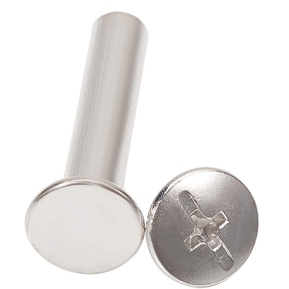 Yinpecly 10Pcs M5 x 25mm Phillips Binding Screw Post Belt Buckle Binding Bolts Carbon Steel Cross Head Chicago Screws Leather Fastener for Photo Albums Scrapbook Silver Tone