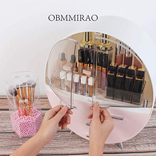 Image of Elegant Dustproof Makeup Storage Organizer Box, Waterproof Large Cosmetics Organizer Storage with Drawers Skincare Cosmetic Display Cases for Countertop Bathroom Dresser Dedroom