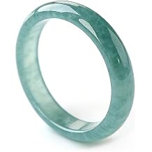 Natural Ice Blue Water Jadeite Ring, Type A Genuine Jade Band Ring, Handcrafted Jade Finger Ring for Women Men