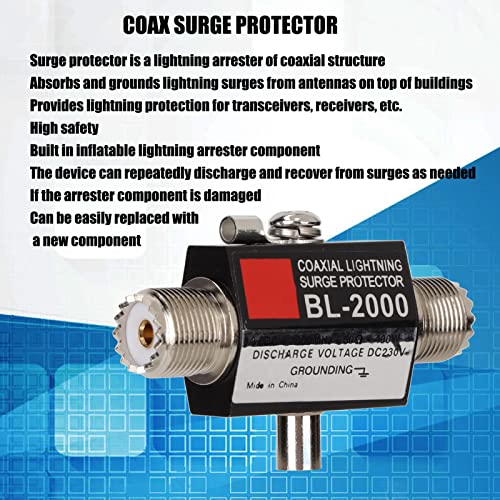 Elprico Coaxial Lightning Surge Protector, Coaxial Lightning Arrestor PL259 Female to PL259 Female Coaxial Lightning Arrestor - Image 2