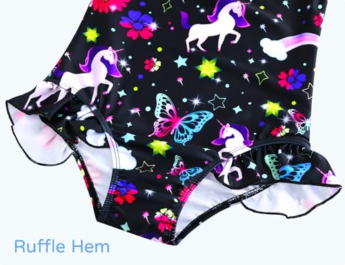 Image of Snowheart Girls Bathing Suit Toddler Swimsuit Girl Hawaiian Floral Ruffle One-Piece Breathable Swimwear 4-10T