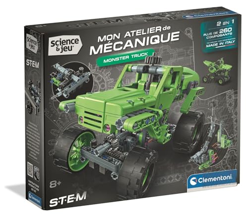 Clementoni Monster Truck – A Partir de 8 años – Estuche de construcción mecánica Infantil con 2 Modelos para ensamblar, construcción guiada Paso a Paso, Juego científico Stem, Juguete Educativo
