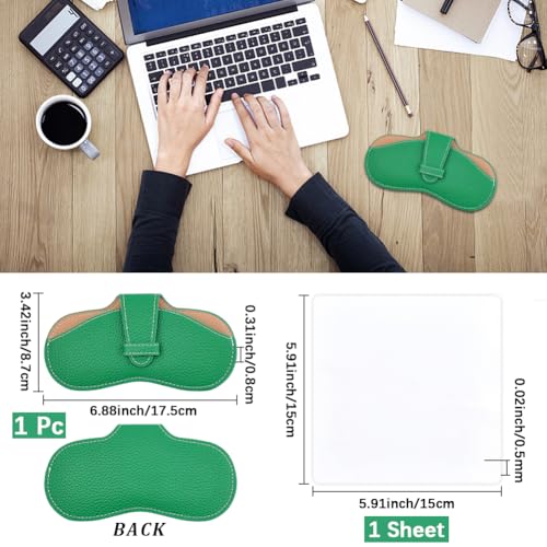 Image of CREATCABIN Slim Glasses Case Leather Sunglasses Case Bag Portable Travel Eyeglass Spectacle Holder Pouch Cover Lightweight with Soft Cleaning Cloth Gift for Women Men Beach Holiday 6.9x3.4 Inch Green