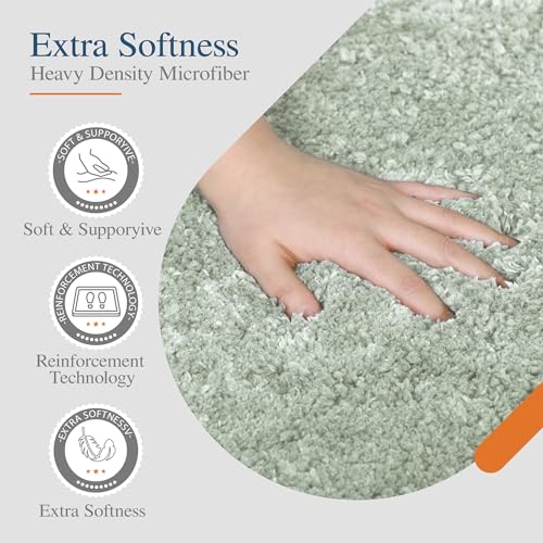 Image of Walensee Large Bathroom Rug (24 x 40, Pale Green) Extra Soft and Absorbent Shaggy Bathroom Mat Machine Washable Microfiber Bath Mat for Bathroom, Non Slip Bath Mat, Luxury Bathroom Floor Mats