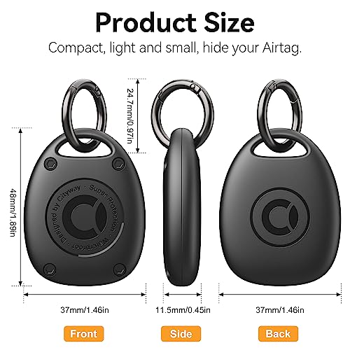 (4 Pack) for AirTag Keychain Holder Case | IPX8 Waterproof, Ultra-Compact | Portable Air Tag Holder Cover for Backpack, Keys, Luggage - Black