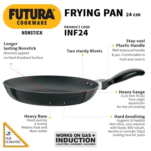 Image of Hawkins Futura 26 cm Frying Pan, Non Stick Fry Pan, Induction Frying Pan, Black (INF26)