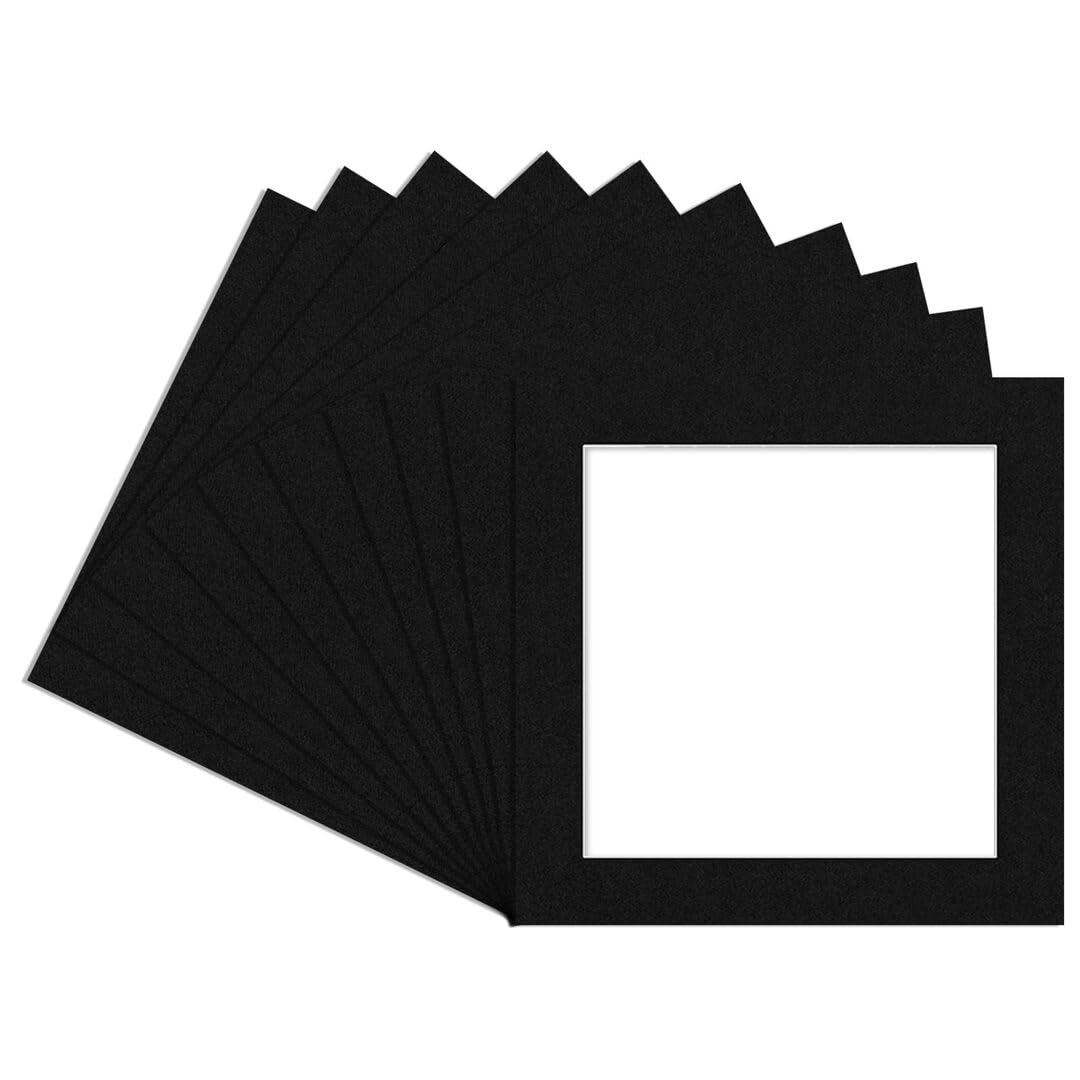 Alison Kingsgate 8X8 Black Picture Mount - 6X6 Aperture - Pack 10
