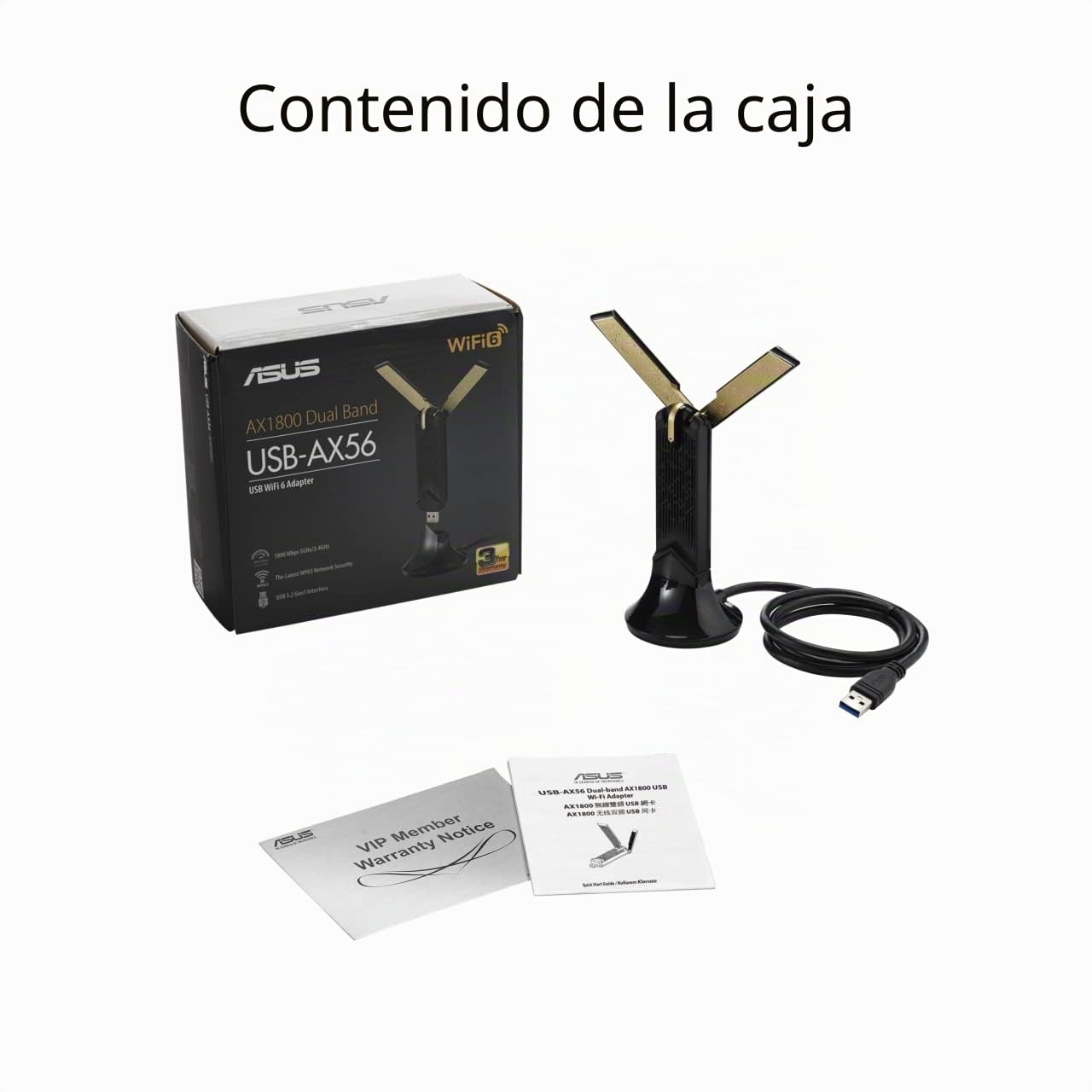 ASUS USB-AX56 - Adaptador Wi-Fi AX1800 USB de Doble Banda, Color Negro