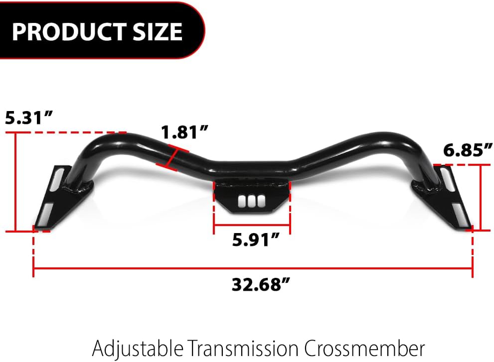 Adjustable Transmission Crossmember, Fit Chevy Silverado GMC Sierra C10 C20 2WD Truck Blazer and Suburban 1963-1987 CP9427, CP-1108G