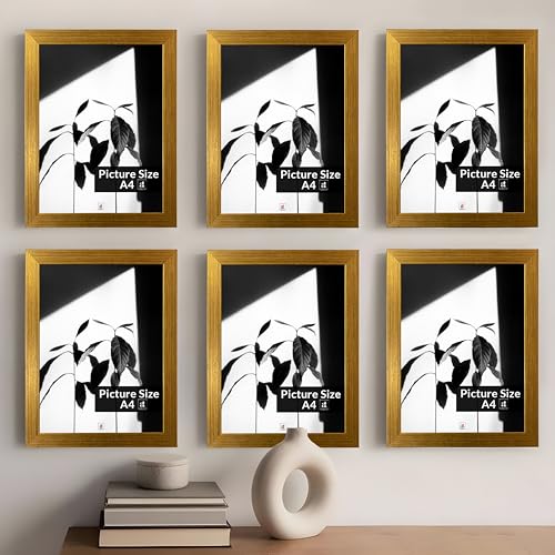 Image of Art Street Premium Photo Frame for living room, Classic Aesthetic Design Photo Frames for Photograph, Art Work, Kids Room Set of 6 (8x12 Inch, Gold)