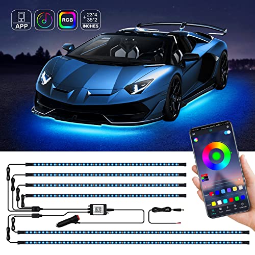 Bande de lumières LED sous châssis pour voiture extérieure, lumières néon universelles RGB avec mode musique, kit de lumières sous châssis imperméables...