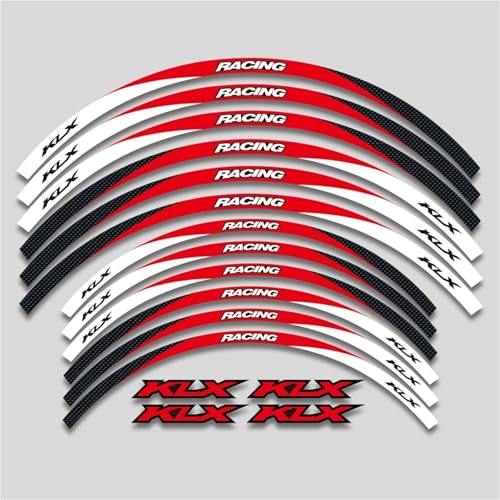 MPODYTSF Aufkleber für Motorrad Motorrad Reflektierende Streifen Reifen Aufkleber Für Kawasaki KLX230 KLX230S KLX230R KLX300 KLX300R Dekorative Räder Hub Decals Band Zubehör(Rosso)