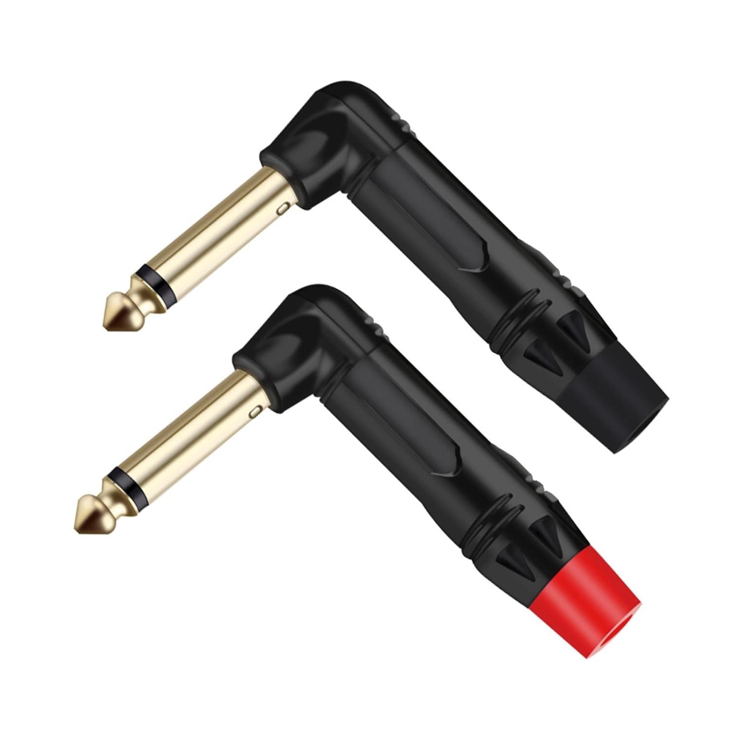 10PCS Right Angle 6.35MM Mute Silent Plug 2Poles Mono 6.35MM Wire Connector 1/4 Inch(Red)