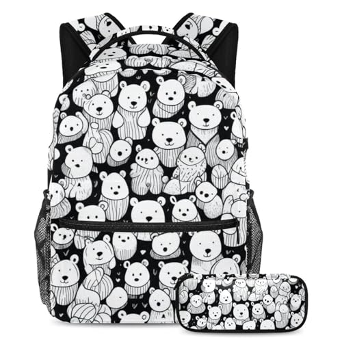 Sac à dos ours blanc mignon 2 pièces pour donner confiance aux enfants à l'école