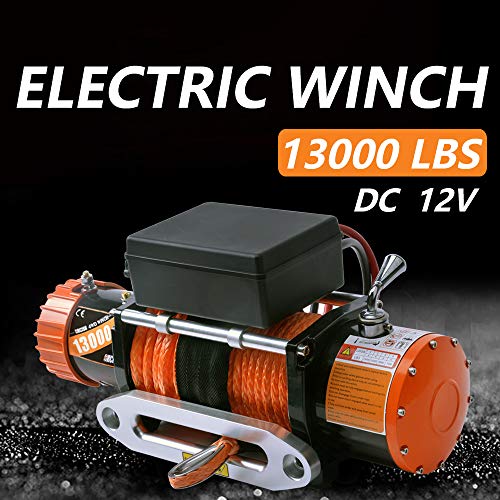 ORCISH 12V 13000-lb Load Capacity Electric Truck Winch Kit Synthetic Rope, Waterproof Off Road Winch for Jeep,Truck,SUV with Wirless Remote
