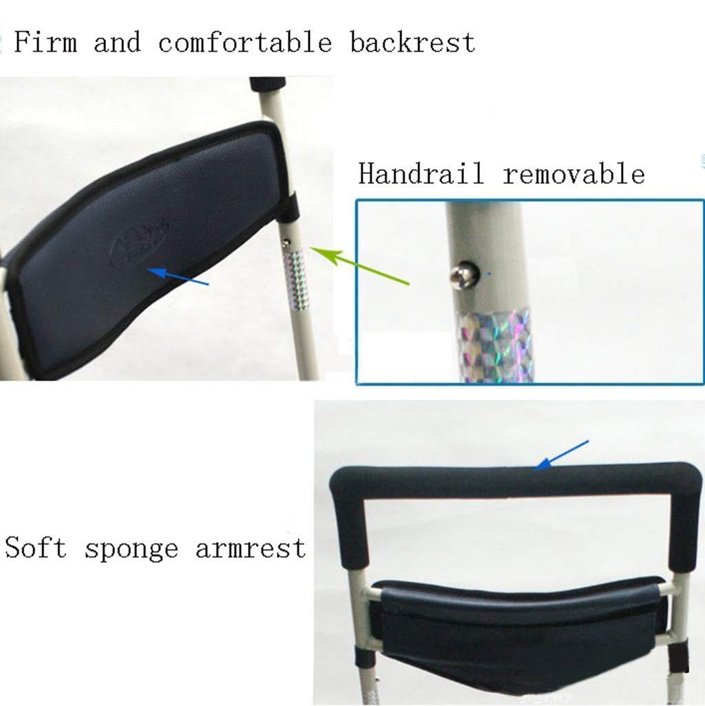 Carrello Pieghevole per la Spesa con deambulatore Pieghevole a Quattro Ruote, ausilio per la deambulazione con Schienale, Cestino per la Spesa, corrimano, Freno a Pedale Rimovibile