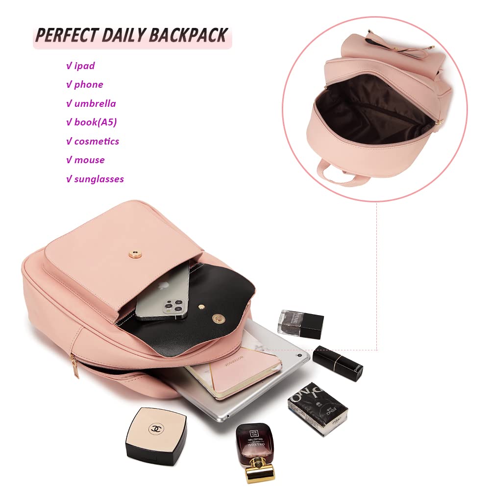 MACCINELO Cute Leather Mini Backpack Purse for Women Bowknot Small Backpack for Girls gift Rucksack Ladies Shoulder Bag 3pcs
