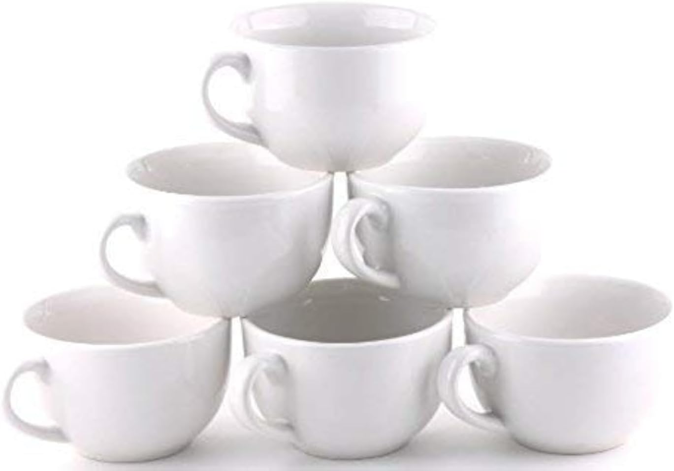Amuse- Professional Gourmet Extra Large Coffee & Latte Mug (Set of 6) (Pure White)