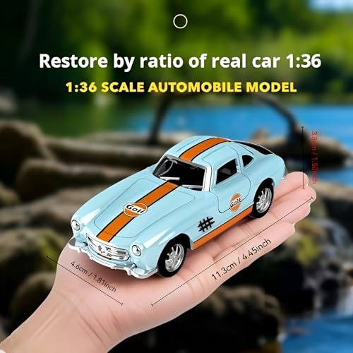 Image of 1:36 Scale Die Cast Mercedez-Benz Alloy Car Toy | Openable Doors | Rubber Tyres | Rear Wheel Pull-Back | Metal Body Model Car | Gulf Racing Edition | Collectible Vehicle for Kids & Adults