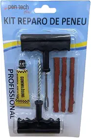 Kit de Reparo para Pneu Sem Câmara, Tipo Macarrão, para Carro e Moto, Material em Ferro